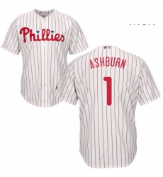 Mens Majestic Philadelphia Phillies 1 Richie Ashburn Replica WhiteRed Strip Home Cool Base MLB Jersey