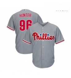 Mens Philadelphia Phillies 96 Tommy Hunter Replica Grey Road Cool Base Baseball Jersey 