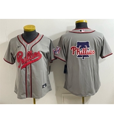 Women Philadelphia Phillies Team Big Logo Gray 2026 Field of Dreams Stadium Stitched Baseball Jersey Run Small Women Philadelphia Phillies Team Big Logo Gray 2026 Field of Dreams Stadium Stitched Baseball Jersey Run Small