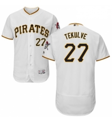 Mens Majestic Pittsburgh Pirates 27 Kent Tekulve White Home Flex Base Authentic Collection MLB Jersey