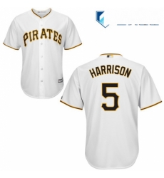 Mens Majestic Pittsburgh Pirates 5 Josh Harrison Replica White Home Cool Base MLB Jersey