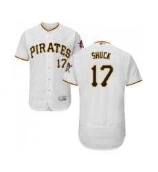 Mens Pittsburgh Pirates 17 JB Shuck White Home Flex Base Authentic Collection Baseball Jersey