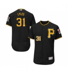 Mens Pittsburgh Pirates 31 Jordan Lyles Black Alternate Flex Base Authentic Collection Baseball Jersey