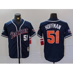 Men San Diego Padres 51 Trevor Hoffman Navy 1998 World Series Cool Base Stitched Baseball Jersey