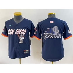 Youth San Diego Padres X Hello Kitty Team Big Logo Obsidian 2026 City Connect Stadium Stitched Baseball Jersey