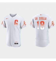 Men San Francisco Giants 18 Tommy La Stella Men 2021 City Connect Authentic White Jersey