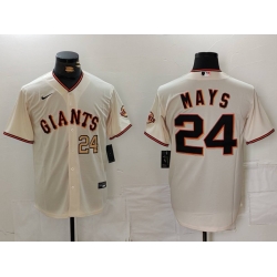 Men San Francisco Giants 24 Willie Mays Cream Stitched Baseball Jersey