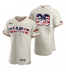 Men San Francisco Giants 28 Buster Posey Men Nike Cream Fluttering USA Flag Limited Edition Flex Base MLB Jersey