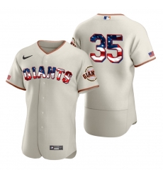 Men San Francisco Giants 35 Brandon Crawford Men Nike Cream Fluttering USA Flag Limited Edition Flex Base MLB Jersey