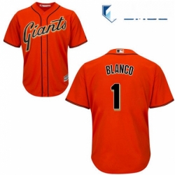 Mens Majestic San Francisco Giants 1 Gregor Blanco Replica Orange Alternate Cool Base MLB Jersey 