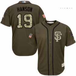 Mens Majestic San Francisco Giants 19 Alen Hanson Authentic Green Salute to Service MLB Jersey 