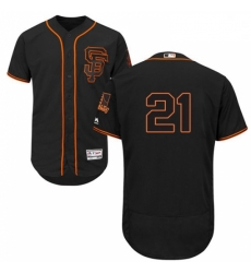 Mens Majestic San Francisco Giants 21 Deion Sanders Black Alternate Flex Base Authentic Collection MLB Jersey