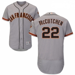 Mens Majestic San Francisco Giants 22 Andrew McCutchen Grey Road Flex Base Authentic Collection MLB Jersey 