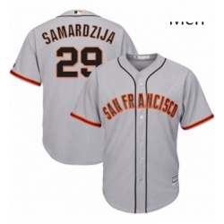 Mens Majestic San Francisco Giants 29 Jeff Samardzija Replica Grey Road Cool Base MLB Jersey