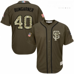 Mens Majestic San Francisco Giants 40 Madison Bumgarner Authentic Green Salute to Service MLB Jersey