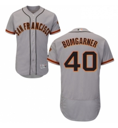 Mens Majestic San Francisco Giants 40 Madison Bumgarner Grey Road Flex Base Authentic Collection MLB Jersey