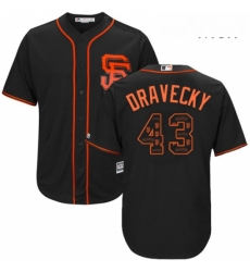 Mens Majestic San Francisco Giants 43 Dave Dravecky Authentic Black Team Logo Fashion Cool Base MLB Jersey