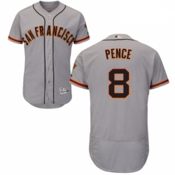 Mens Majestic San Francisco Giants 8 Hunter Pence Grey Road Flex Base Authentic Collection MLB Jersey