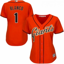 Womens Majestic San Francisco Giants 1 Gregor Blanco Replica Orange Alternate Cool Base MLB Jersey 