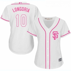 Womens Majestic San Francisco Giants 10 Evan Longoria Authentic White Fashion Cool Base MLB Jersey 