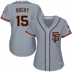 Womens Majestic San Francisco Giants 15 Bruce Bochy Replica Grey Road 2 Cool Base MLB Jersey