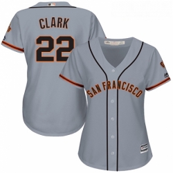 Womens Majestic San Francisco Giants 22 Will Clark Replica Grey Road Cool Base MLB Jersey