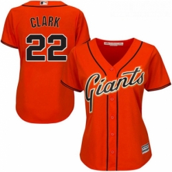 Womens Majestic San Francisco Giants 22 Will Clark Replica Orange Alternate Cool Base MLB Jersey