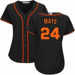 Womens Majestic San Francisco Giants 24 Willie Mays Replica Black Alternate Cool Base MLB Jersey