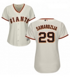 Womens Majestic San Francisco Giants 29 Jeff Samardzija Authentic Cream Home Cool Base MLB Jersey