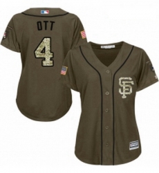 Womens Majestic San Francisco Giants 4 Mel Ott Replica Green Salute to Service MLB Jersey