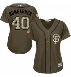 Womens Majestic San Francisco Giants 40 Madison Bumgarner Replica Green Salute to Service MLB Jersey