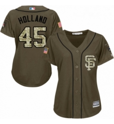 Womens Majestic San Francisco Giants 45 Derek Holland Authentic Green Salute to Service MLB Jersey 