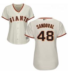 Womens Majestic San Francisco Giants 48 Pablo Sandoval Replica Cream Home Cool Base MLB Jersey 