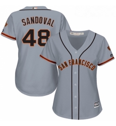 Womens Majestic San Francisco Giants 48 Pablo Sandoval Replica Grey Road Cool Base MLB Jersey 