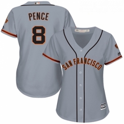 Womens Majestic San Francisco Giants 8 Hunter Pence Replica Grey Road Cool Base MLB Jersey