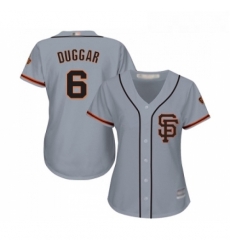 Womens San Francisco Giants 6 Steven Duggar Replica Grey Road 2 Cool Base Baseball Jersey 