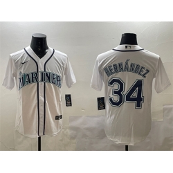 Men Seattle Mariners 34 F E9lix Hernandez White Cool Base Stitched Baseball Jersey