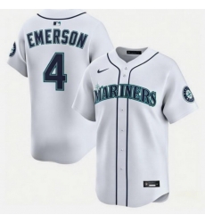 Men Seattle Mariners  4 Colt Emerson White Cool Base Stitched Baseball Jersey