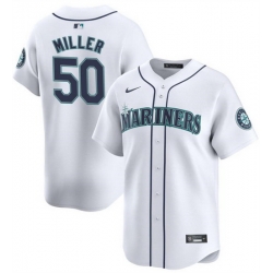 Men Seattle Mariners 50 Bryce Miller White Home Limited Stitched Jersey