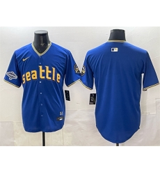 Men Seattle Mariners Blank Royal With 2025 AL West Division Champions Patch City Connect Limited Stitched Baseball Jersey Men Seattle Mariners Blank Royal With 2025 AL West Division Champions Patch City Connect Limited Stitched Baseball Jersey