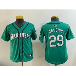 Youth Seattle Mariners 29 Cal Raleigh Aqua Alternate Limited Stitched Jersey