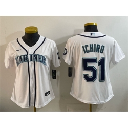 Youth Seattle Mariners 51 Ichiro Suzuki White Cool Base Stitched Baseball Jersey