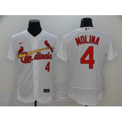 Men's St. Louis Cardinals #4 Yadier Molina White Stitched Flex Base Jersey