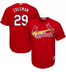 Youth Majestic St Louis Cardinals 29 Vince Coleman Authentic Red Alternate Cool Base MLB Jersey