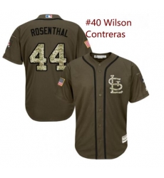 Youth Majestic St Louis Cardinals 40 Wilson Contreras Green Salute to Service MLB Jersey