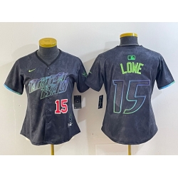 Women Tampa Bay Rays 15 Josh Lowe Charcoal 2024 City Connect Limited Stitched Baseball Jersey 2