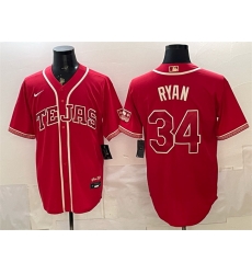 Men Texas Rangers 34 Nolan Ryan Red 2026 City Connect Stadium Stitched Baseball Jersey Men Texas Rangers 34 Nolan Ryan Red 2026 City Connect Stadium Stitched Baseball Jersey