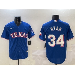 Men Texas Rangers 34 Nolan Ryan Royal Cool Base Stitched Baseball Jersey