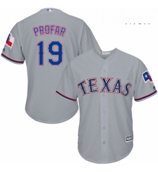 Mens Majestic Texas Rangers 19 Jurickson Profar Replica Grey Road Cool Base MLB Jersey