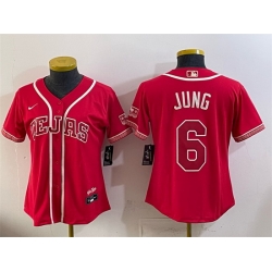 Women Texas Rangers  6 Josh Jung Red 2026 City Connect Stadium Stitched Baseball Jersey  